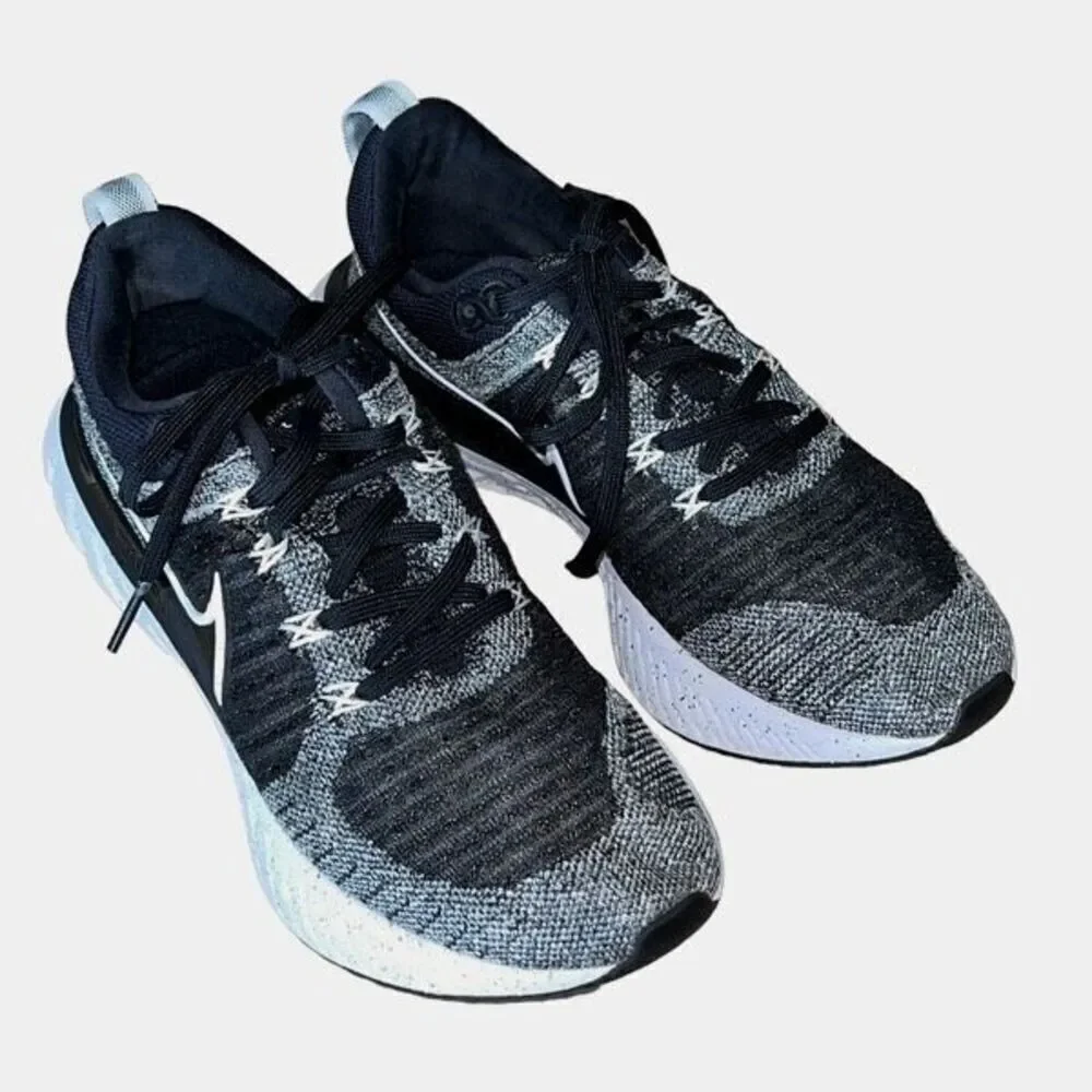 Nike Womens React Infinity‎ Run FK 2 Oreo Sneaker Shoes Black White Size 7.5